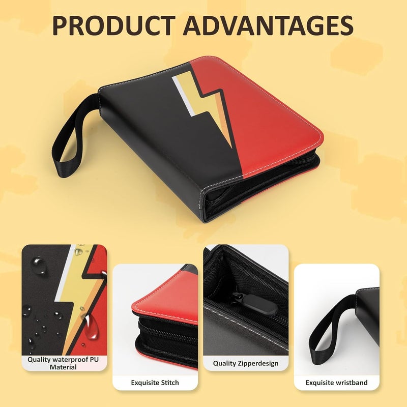 KKTROVE Trading Card Binder Album, 400 Pockets, 50 Removable 4-Pocket Pages, Waterproof (Black & Red) - Image 5